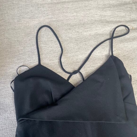 ZARA Asymmetrical Black Strappy Mini Dress Extra Small XS Backless LBD - Picture 3 of 6